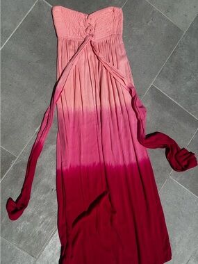 Tiare Hawaii Coral Strapless Maxi Dress